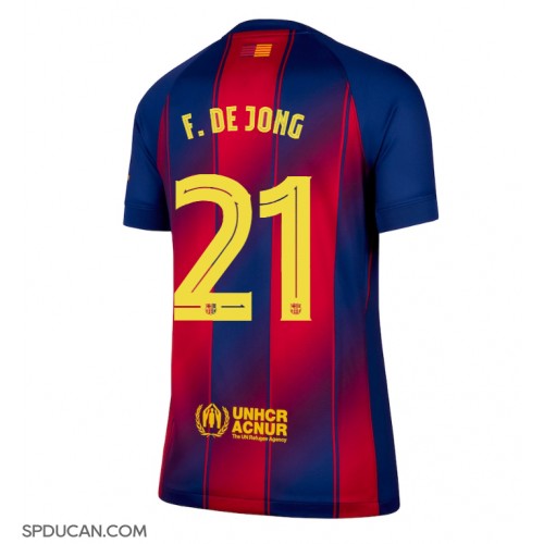Zenski Nogometni Dres Barcelona Frenkie de Jong #21 Domaci 2025-26 Kratak Rukav Zenski Nogometni Dres Barcelona Frenkie de Jong #21 Domaci 2025-26 Kratak Rukav